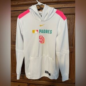 Nike San Diego Padres Youth XL White Pullover Hoodie – Pink Accents – Like New